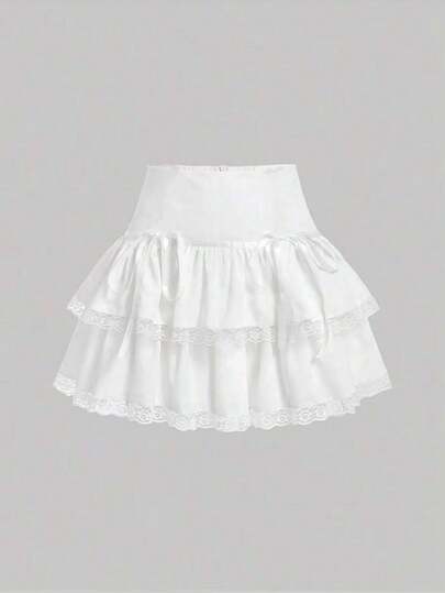 Casual  Boho    Laço Contraste  Bainha com babado  Em camadas    Praia