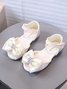 1 par de sandalias de princesa con suela blanda y antideslizante, de moda y versátiles para uso en exteriores, con diseño de mariposa y cierre de gancho y bucle, adecuadas para el verano - Beis - Ver 10