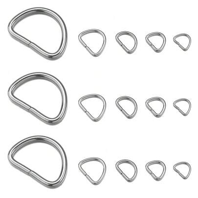 100pcs/Pack Stainless Steel D-Ring Buckle, Metal D-Shape Connector Ring, Jewelry Making DIY Accessories