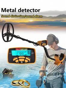 专业金属探测器，IP68防水，带精准定位器，手持可折叠，深度探测贵金属（金、银、铜、铁），5种模式，适合成人使用。