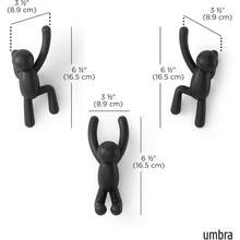 XZGB Buddy Wall Hooks Decorative Wall Mounted Coat Hooks For Hanging Coats Scarves Bags Purses Backpacks Towels And More Set Of 3 Black - màu đen - Xem 3