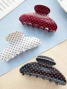 Women Half Moon Hair Clips Set Of 1 Pieces Abstract Polka Dot Design Simple Fashion Casual Cute Acrylic Material Black White Combo Daily Office Wear Bun Fixation No Damage Hair Autumn Winter Season Elegant Claw Vacation Outfit Accessories - Nhiều màu - Xem 5