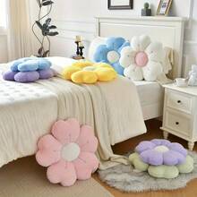 1pc, Daisy Flower Plush Pillow - Comfortable And Cute Bed And Sofa Decorative Cushion, White/Pink Soft Fabric Floor Seat Cushion, 13.7inch Piece, No/3 Piece Set - 粉紅色單件 - 查看 10