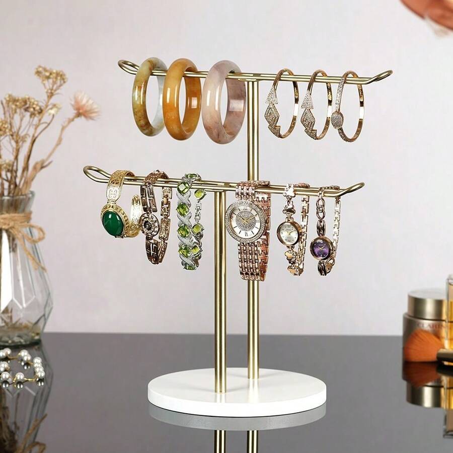 Headband Stand Organizer, 2-Layer Hairband Display Rack. Multi-Functional Storage Rack For Storing Hairbands And Jewelry Accessories, Ring And Necklace Display Rack, Watch, Glasses, Bracelet Display Rack. Bracelet, Bangle, Bedroom, College Dormitory, Women's Decorative Items.