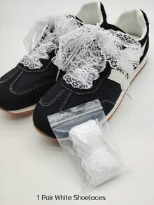 1双120厘米白色镂空蝴蝶结鞋带,小众韩风鞋履装饰配件,适用于运动鞋、休闲鞋、平底鞋、帆布鞋、婚鞋,男女通用,适合夏季、新年、情人节等场合。 - 白色 - 查看 10