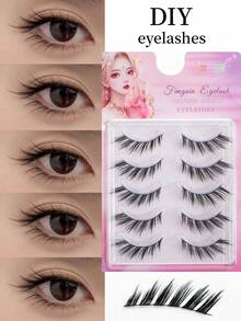 5 أزواج من رموش عيون الثعلب الفاخرة، رموش كورية الطراز، طول C-مجعد 7-12 ملم، رموش ممددة، ناعمة ومريحة، خفيفة الوزن، مناسبة للاستخدام اليومي والسفر والحفلات والمناسبات، تعزز جاذبية العين، رموش 3D مكثفة - عيون براقة، سهلة التطبيق كاملة الشريط - توفر وقت المكياج DIY، مثالية للمبتدئين، قابلة لإعادة الاستخدام، هدية للصديقات (عيد الحب/عيد الميلاد)، رموش عيون الثعلب، رموش مصنوعة يدويًا، رموش طبيعية - رموش عيون القطة - مشاهدة 9