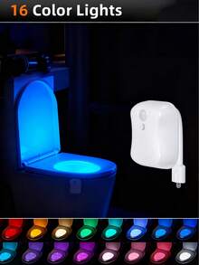 Đèn ngủ nhà vệ sinh 16 màu (1 cái/2 cái) - Đèn LED cảm biến chuyển động, thích hợp trang trí phòng tắm và sử dụng ban đêm. - Nhiều màu - Xem 1
