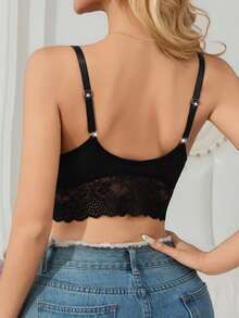 Áo ngực cho bà bầu không đệm mút, màu trơn, viền ren (Vui lòng đặt mua lớn hơn một cỡ để thoải mái hơn) - màu đen - Xem 2