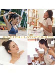 60个黑色高弹力发圈，加厚黑色发圈，适合女孩，也适合浓密卷发、马尾辫，日常、节日、送礼、户外活动、淋浴喷头配件