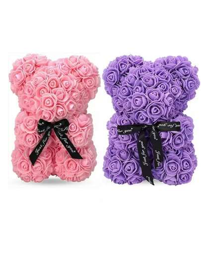 1pc Handmade Artificial Preserved Rose Teddy Bear Gift, Eternal Romantic Special Gift For Valentine's Day, Mother's Day, Father's Day, Day, Birthday, Wedding Anniversary, Suitable For Holiday Decoration, Celebration And Party Decor, Creative Artistic Decorative Item