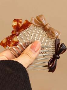 1pc Elegant Bowknot Hair Clip, Hair Accessory For Bun, Bangs, Formal Occasions, Suitable For Mother's Day, Pride Month, Back To School, Easter, Holiday Gifts, Hair Accessories, Combs, Side Comb, Head Accessories - Multicolor - View 2
