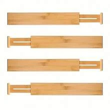 1/2/4pcs Adjustable Bamboo Drawer Dividers, Spring-Loaded Storage Partitions, Expandable Drawer Organizers, Drawer Storage, For Kitchen, Vanity, Bathroom, Bedroom, Desk, Home And Office Drawer Storage And Organization Tools - Multicolor - View 3
