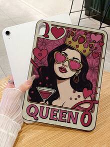 1个复古红心皇后扑克牌图案黑色平板电脑保护壳，哑光防震全包边TPU软壳，兼容iPad Pro 11英寸、iPad Air 2、iPad Air第五代（2022年）、iPad Air 11英寸（M2）（2024年）、iPad Air 11英寸（M3）（2025年）、iPad第十代，防摔防震防滑保护壳，是送给朋友、家人、女朋友、男朋友的理想礼物。 - 黑色 - 查看 2