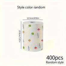400pcs/Roll Disposable Dishcloths, Kitchen Paper Towels, Slouchy Cleaning Cloths, Absorbent Cloths, Wet & Dry Use, Household Non-Stick Oil Printed Slouchy Cleaning Cloth Roll, Reusable - Multicolor - View 5