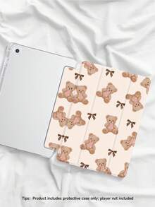 1pc Girl Style & Little Brown Bear & Bow Decor Flat Protective Case, Compatible With IPad 10.2 Inch 2021/2020 IPad 10th/9th/8th Gen, IPad (A16) 11 Inch 11th Generation 2025, Compatible With Samsung Galaxy Tab A8 10.5 Inch 2022, Tablet Protective Cover With Pencil Slot, Support Auto Sleep/Wake - Multicolor - View 4
