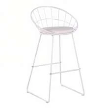 Set Of 2 Nordic Modern Minimalist Bar Stools, 29.5" Counter Height Bar Chairs With Faux Leather Seat, Sturdy Sled Metal Frame & Wooden Footrest, Grey, WHITE - trắng - Xem 5
