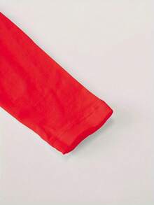 Boys' Classic Solid Color Warm Crew Neck Base Layer, Essential Long Sleeve T-Shirt, Daily Wear - Red - View 6