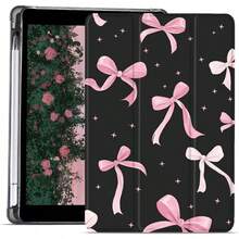 Pink Ribbon Bow Pro 13 Inch M4(2024) 7th Garation With Pcil Holder Trifold Stand Pink Leather Aesthetic Girly Cover Auto Sleep/Wake.Accessories. - Ruy băng hồng/Đen - Xem 2