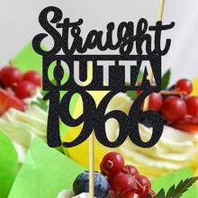 10/20pcs Black 60th Birthday Cupcake Toppers - Shiny "Happy 60th, From 1966" Cupcake Toppers, Suitable For 60th Wedding Anniversary Party Decorations, Highly Rated For Its Cute Design - Multicolor - View 9