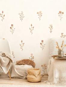 1 件北欧浅蓝色花卉墙贴，花卉植物家居装饰墙贴，可移除和可重复使用，温馨家居装饰贴纸，适用于卧室、客厅、厨房装饰，创意无粘性装饰贴纸 - 彩色 - 查看 2