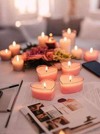9 piezas/18 piezas Velas con forma asimétrica, velas con forma de corazón, velas de té, velas románticas con forma de corazón, velas para bodas, fiestas y familia, velas con tiempo de quemado extendido de 3.5-4 horas, velas para deseos, velas para cumpleaños y Halloween como iluminación de emergencia en el hogar, velas para el Día de la Madre, Día del Padre, Pascua, artículos para el hogar, velas para el Día de San Valentín, regreso a la escuela
