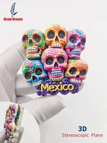 1 款墨西哥主题 3D 冰箱贴 - 金塔纳罗奥州海岸风光和彩色骷髅装饰，亡灵节主题，多场景家居装饰冰箱贴，艺术收藏冰箱贴 - 彩色 - 查看 10