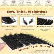 Spiky Manga Lash Clusters 12-20mm Anime Eyelash Clusters 300pcs Cluster Eyelash Extensions Fairy Eyelashes Cluster With Bottom Individual Lashes 80D+100D Volume DIY Lash Extension By TOOCHUNAG - ColorJ - 查看 6