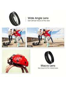 2-In-1 0.45X Super Wide Angle & Macro Lens, Universal Clip-On Smartphone Camera Lens - Black - View 8