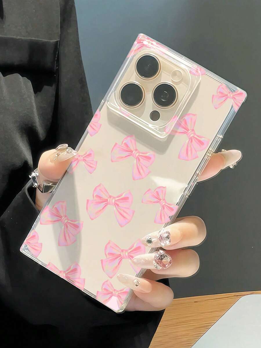 JKA Pink Bow Pattern Phone Case Compatible With Iphone Phone17promax/17pro/17Air/17/16promax/16/16pro/16plus/15/15pro/15promax/12/13/14promax/Xs/Xr/12pro/12promax/13pro/13promax/14pro/14promax/14plus Fashionable And Attractive. It Is The Best Choice As A Gift For Friends - 無色 - 查看 1