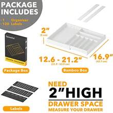 HAWTBamboo Silverware Drawer Organizer With Labels Kitchen Utensil Expandable Tray Holder Organizer For Flatware Cutlery Spoon And Knives Drawer Storage Organization White 10 Slots - trắng - Xem 4