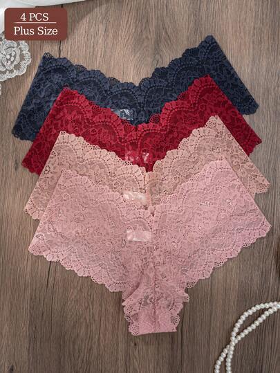 10pcs/Pack Women Plus Size Lace Sexy Bikini Briefs