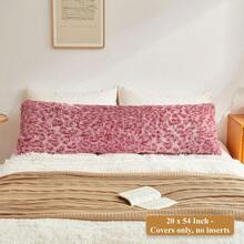 20x54 Fluffy Cheetah Print Body Pillow Cover, Leopard Print Plush Fuzzy Pillowcase With Zipper, Farmhouse Shaggy Long Pillow Cover Women Side Sleepers, Pink - 獵豹紋棕色 - 查看 9