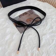 1Pc Retro Knotted Belt For Women, Temperament Waist Belt, Soft Leather Decorative Belt, Dress, Sweater Accessories - 黑色 - 查看 3