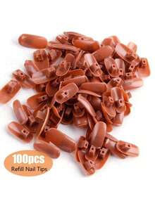 Acrylic Nail Practice Hand, Professional Nail Art Practice Hand, Flexible Movable Fake Nail Model Hand, Suitable For Nail Art Practice And Display, Comes With 100pcs Brown Fake Nails - Brown - View 11