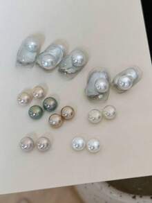 20个新款高光发髻仿珍珠珠光高品质半圆形美甲装饰，进口日式不脱落，精致百搭的美甲配件，与美甲沙龙用品相同 - 彩色 - 查看 2