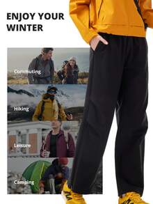 CAMEL CROWN 女士户外软壳裤秋冬季防水防风加绒保暖休闲长裤 - 幻影黑 - 查看 4