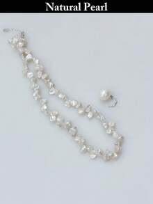 1pc Fashion Pearl Necklace, Natural Baroque Flower Petal Pearl Necklace, White Pearl Necklace, Baroque Pearl Pendant, Fashionable & Unique, Suitable For Daily Wear, Weddings, Parties, Holidays, Gift Box