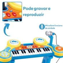 ATENTU Piano Keyboard Children Musical Piano Microphone Instrument Toy Child - 藍色 - 查看 6