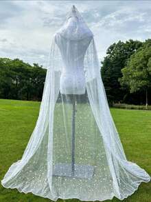 Women's Bridal Sheer Hooded Cloak Shawl Dress Robe, Halloween Costume, Wedding, Carnival, Valentine's Day Autumn Outfit - Multicolor - View 11