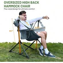 Hammock Camping Chair Oversized Swinging Hammock Chair With Adjustable Back And Seat For Outdoor Lawn Sports Supports 400lbs Grey - Gray - View 3