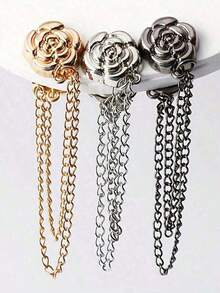 4件/套 可调节磁性山茶花袖口夹 - 合金材质，可拆卸下摆夹，适用于T恤、裤子，以及调节过长的连衣裙袖子