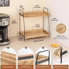 2 Ripiani Tavolino da Caffè da Scrivania in Legno, Adatto per Accessori da Bar per il Caffè, Conservazione di Condimenti, per Cucina, Casa, Ufficio - Marrone - Multicolore - Visualizzare 3