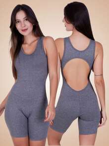Plain Fitness Gym Jumpsuit Water Aerobics Clothing