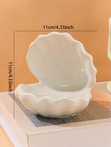 1pc Artistic Ceramic Shell Jewelry Tray, Elegant Decorative Half-Circle Key And Jewelry Holder For Entryway Or Vanity, Stylish Home Decor Piece, Perfect Thoughtful Gift For Mother Or Friend, Ideal For Weddings, Birthdays, Christmas, Thanksgiving, New Year, And Valentine's Day Celebrations - Versatile Jewelry Organizer - Multicolor - View 9