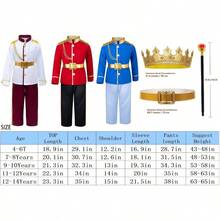 Charming Costume Royal King Outfit Party Cosplay 4 - 10 Years - 4-6T + Azul - Ver 8