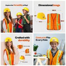 - Disfraz de trabajador de la construccin para nios, incluye sombrero de construccin y chaleco - inicial - Ver 1