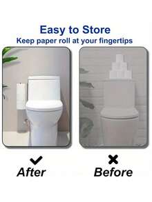 No Drill Toilet Paper Holder, Iron Art Bathroom Tissue/Towel Rack, Towel Hanger, No Need To Drill Holes On Wall, Suitable For Kitchen And Bathroom Storage, Bathroom Accessories, Essential For Back To School Season