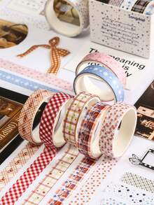 5 Rolls/Box Small Fresh Style Simple Washi Tape Set, Different Color To Choose From The Handbook Tape, Suitable For Scrapbook Decoration School Supplies Decorative - Gift For Friends - Multicolor - View 5