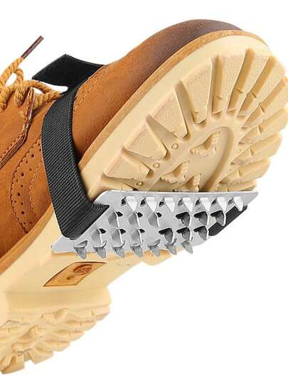 زوج من أغطية الأحذية المضادة للانزلاق على الجليد والثلج للتنزه في الهواء الطلق، مزودة بأسنان 26 وأشرطة إغلاق، من الفولاذ المقاوم للصدأ، متوفرة بأحجام متعددة