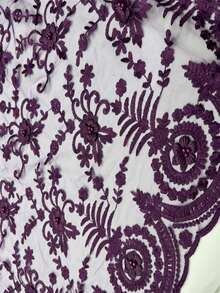 5 Yards /1 Yards French Lace Tulle With Beads 3D Flower Lace Embroidery Fabric 2026 Latest African Lace Nigerian Wedding Party - 彩色 - 查看 2